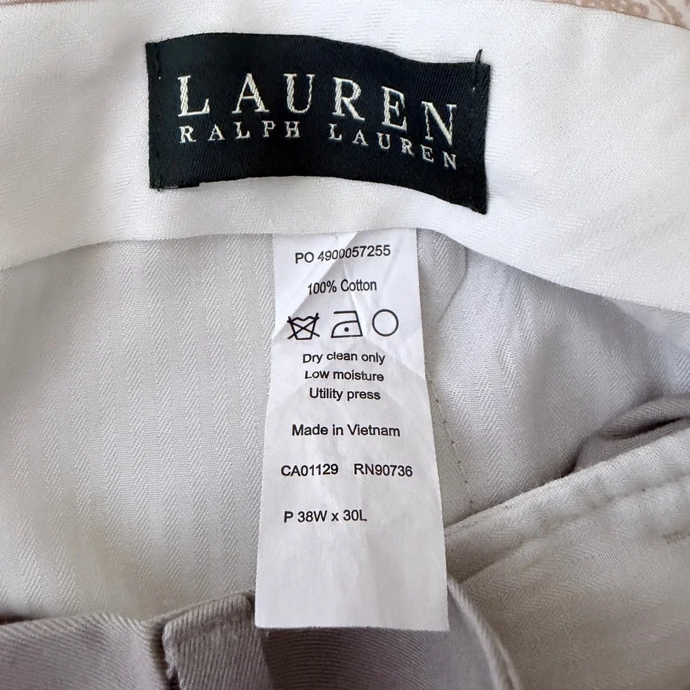 Lauren Ralph Lauren Chino Pants Men 38x30 Khaki Cotton Office Preppy Old Money